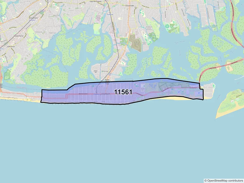 Map of Long Beach, New York and ZIP codes