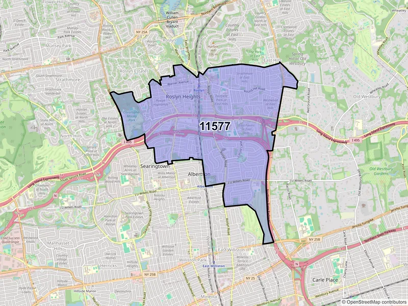 Map of ZIP Code 11577 — Roslyn Heights, NY
