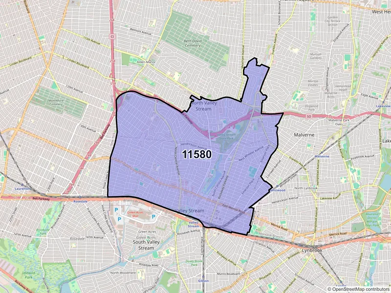 Map of ZIP Code 11580 — Valley Stream, NY
