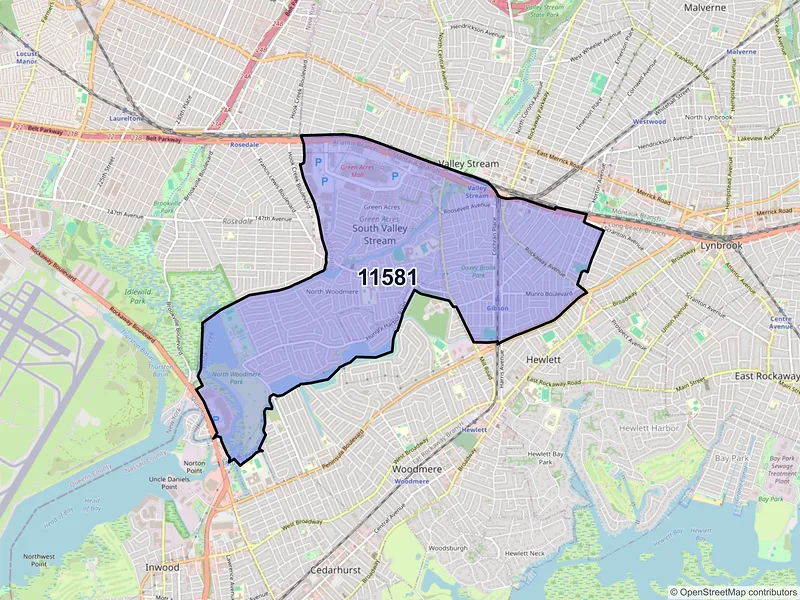Map of ZIP Code 11581 — Valley Stream, NY