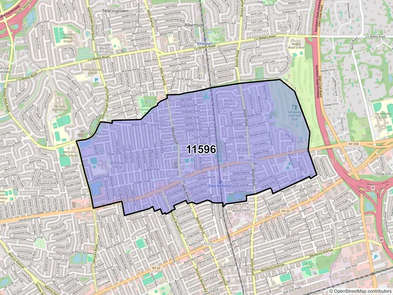 Map of ZIP Code 11596 — Williston Park, NY