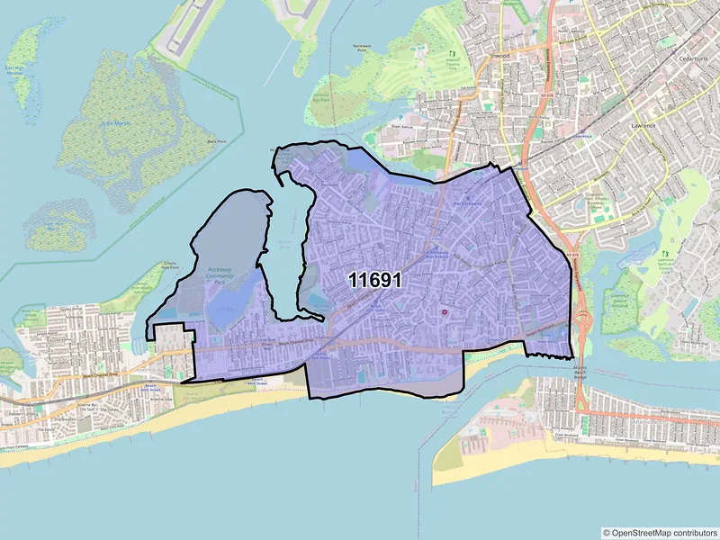 Map of ZIP Code 11691 — Far Rockaway, NY
