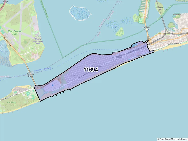 Map of Rockaway Park, New York and ZIP codes
