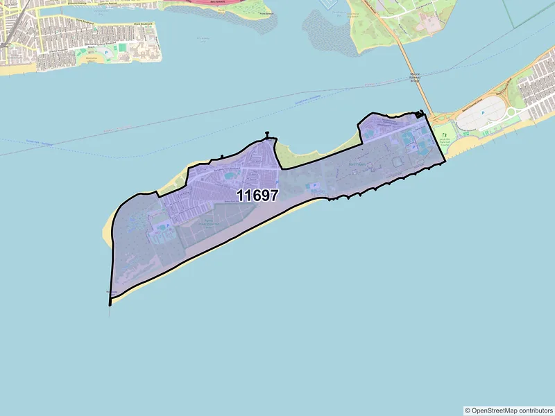 Map of ZIP Code 11697 — Breezy Point, NY