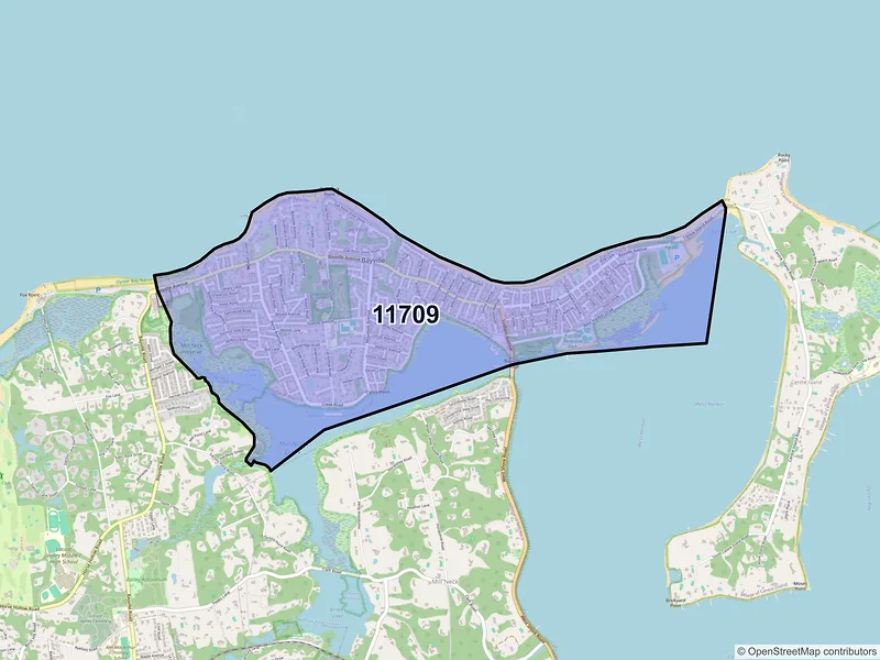 Map of ZIP Code 11709 — Bayville, NY