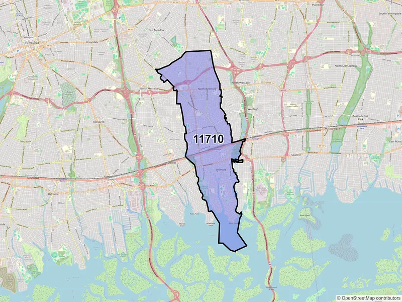 Map of ZIP Code 11710 — Bellmore, NY