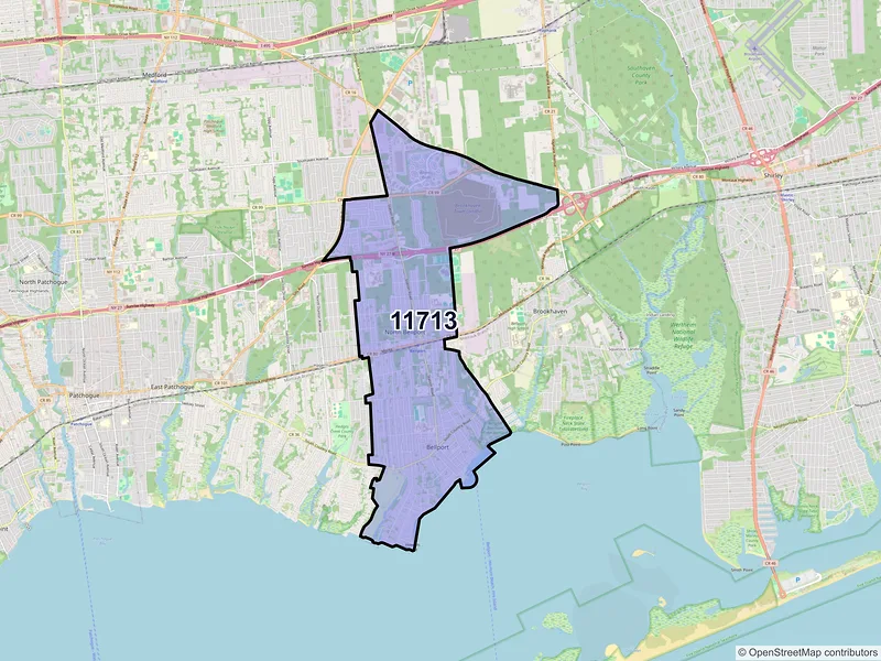 Map of ZIP Code 11713 — Bellport, NY