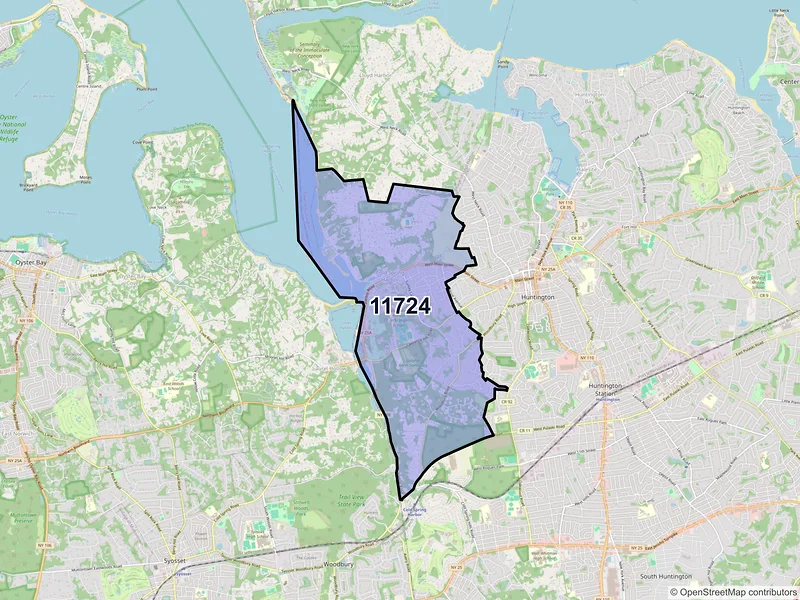 Map of ZIP Code 11724 — Cold Spring Harbor, NY
