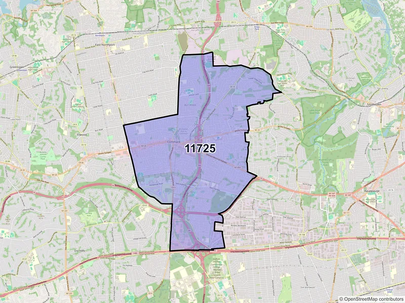 Map of ZIP Code 11725 — Commack, NY
