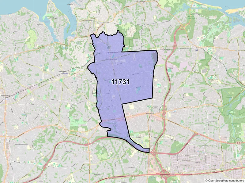 Map of ZIP Code 11731 — East Northport, NY