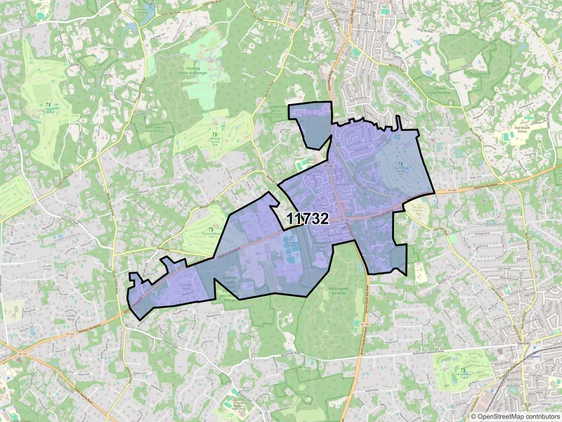 Map of ZIP Code 11732 — East Norwich, NY
