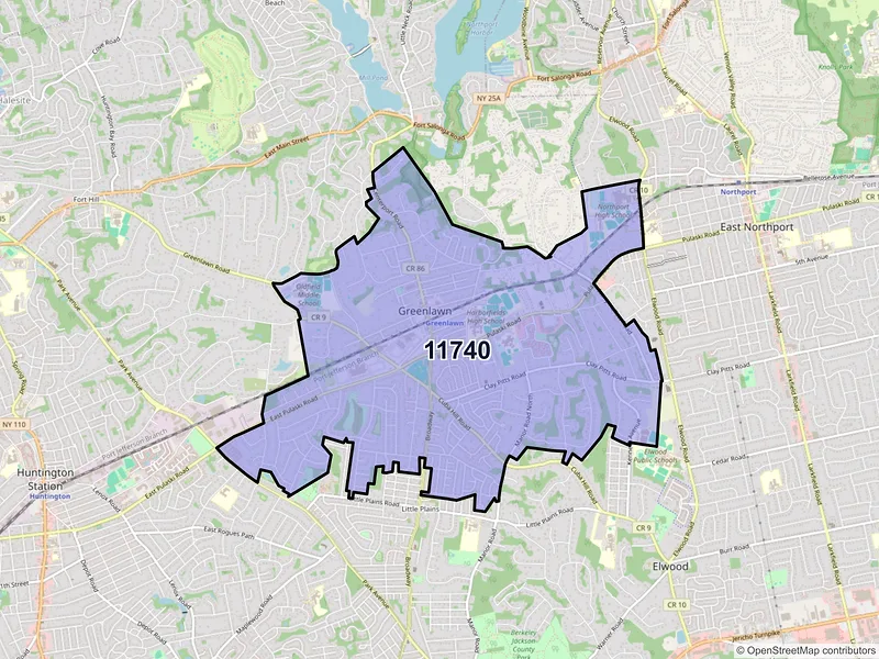 Map of ZIP Code 11740 — Greenlawn, NY