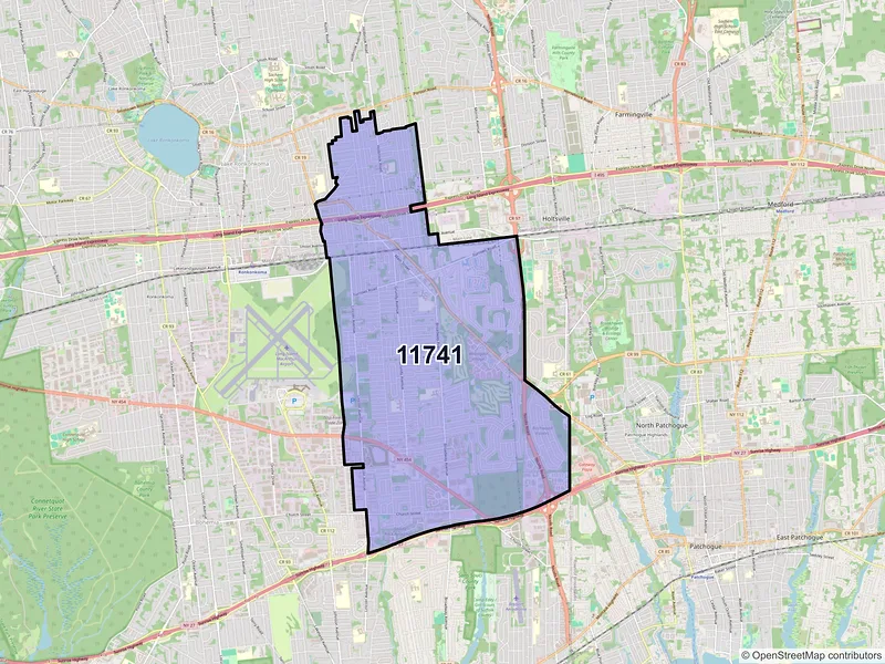 Map of ZIP Code 11741 — Holbrook, NY