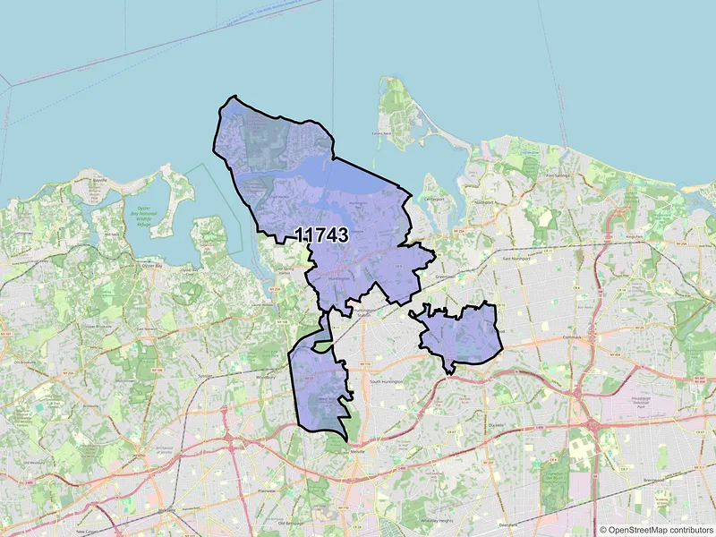 Map of ZIP Code 11743 — Huntington, NY