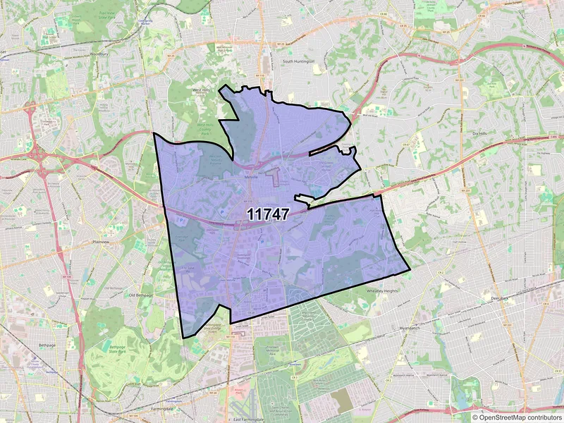 Map of ZIP Code 11747 — Melville, NY