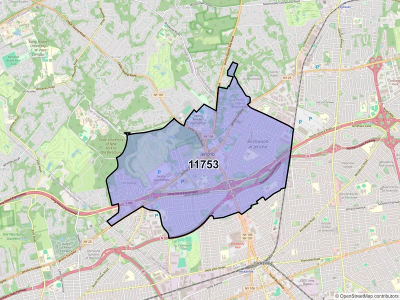 Map of ZIP Code 11753 — Jericho, NY