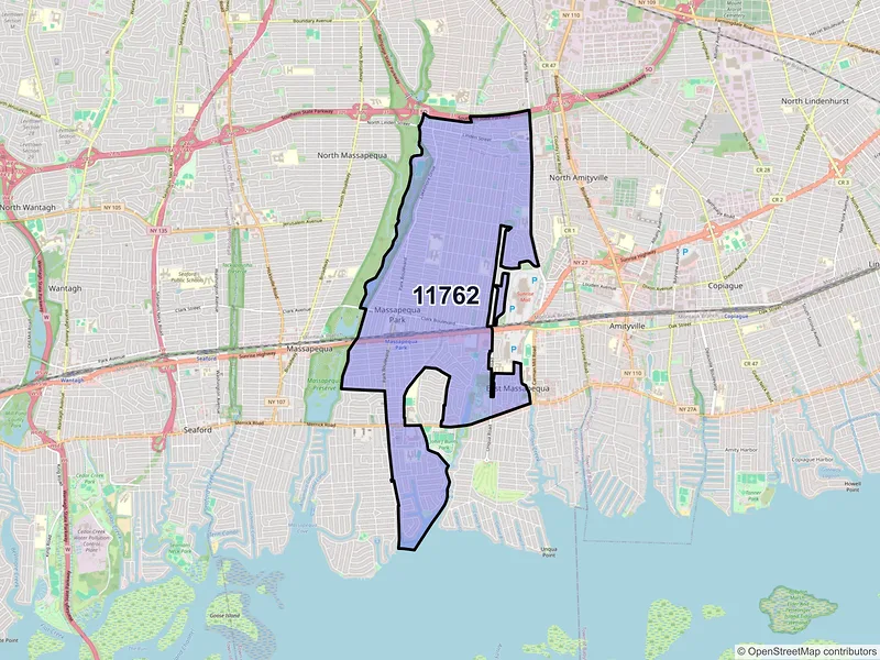 Map of Massapequa Park, New York and ZIP codes