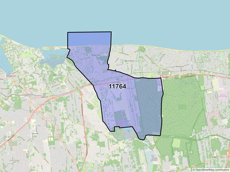 Map of ZIP Code 11764 — Miller Place, NY