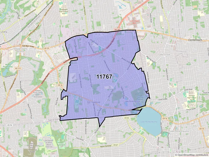 Map of ZIP Code 11767 — Nesconset, NY