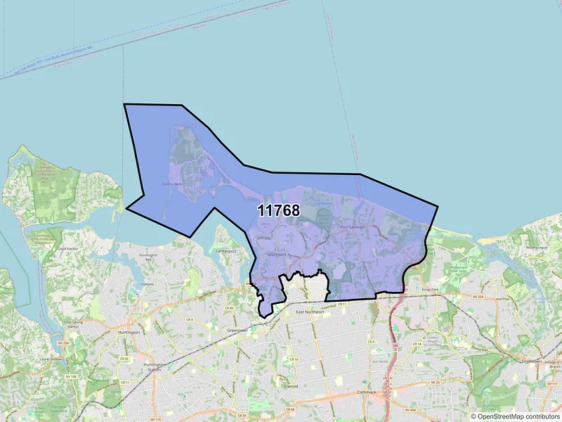 Map of ZIP Code 11768 — Northport, NY