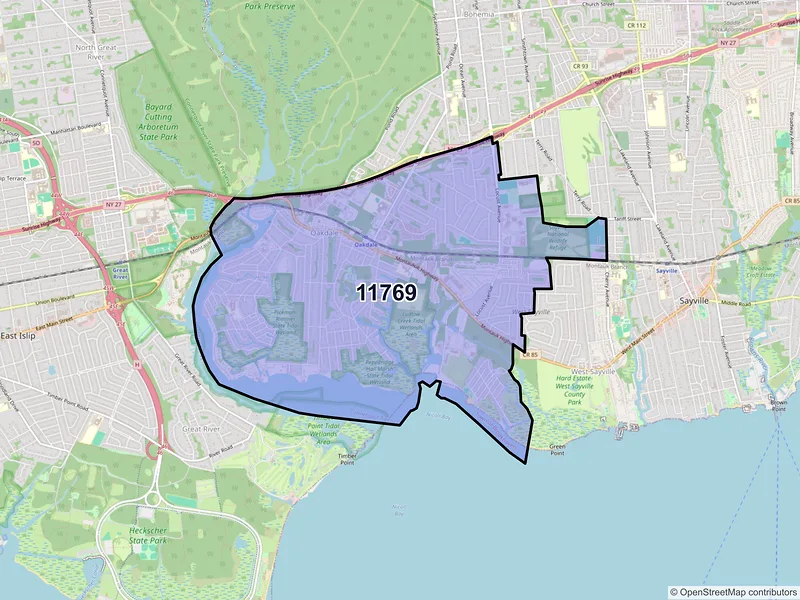 Map of ZIP Code 11769 — Oakdale, NY