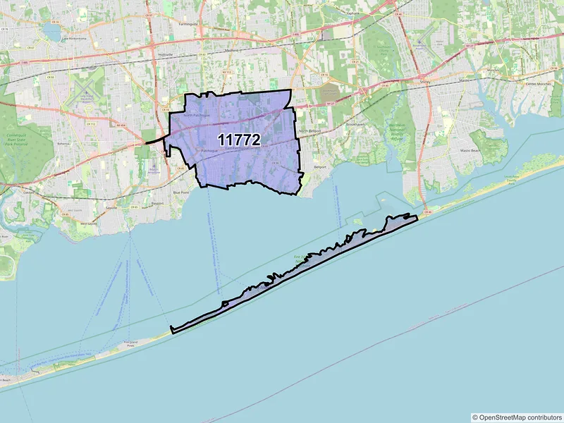 Map of ZIP Code 11772 — Patchogue, NY