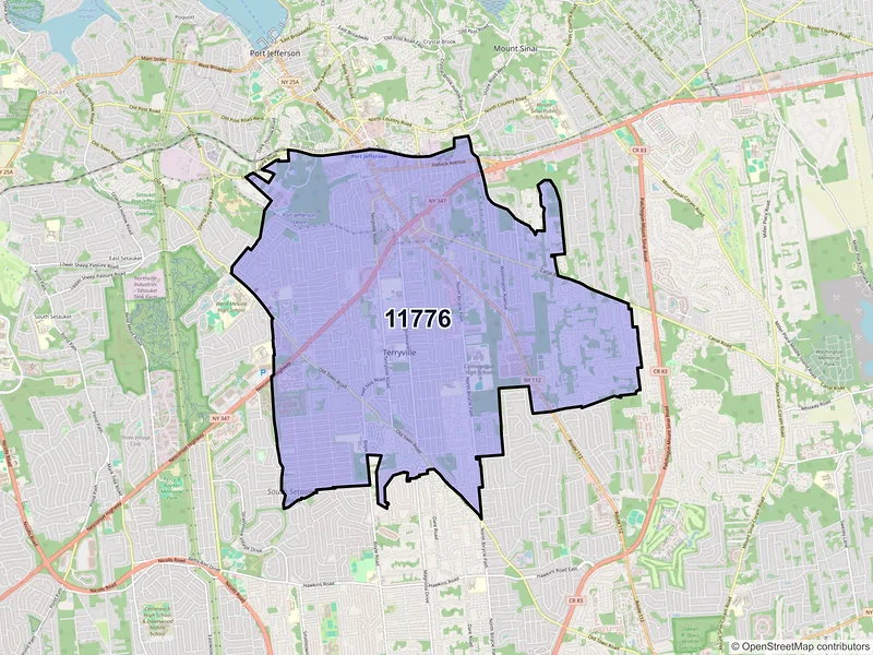 Map of ZIP Code 11776 — Port Jefferson Station, NY
