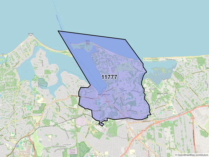 Map of ZIP Code 11777 — Port Jefferson, NY