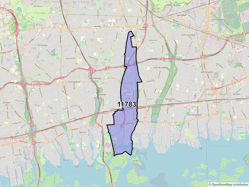 Map of ZIP Code 11783 — Seaford, NY