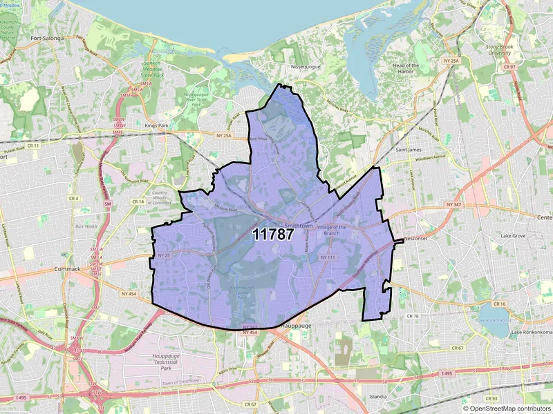 Map of ZIP Code 11787 — Smithtown, NY