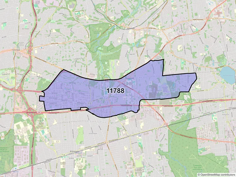 Map of ZIP Code 11788 — Hauppauge, NY
