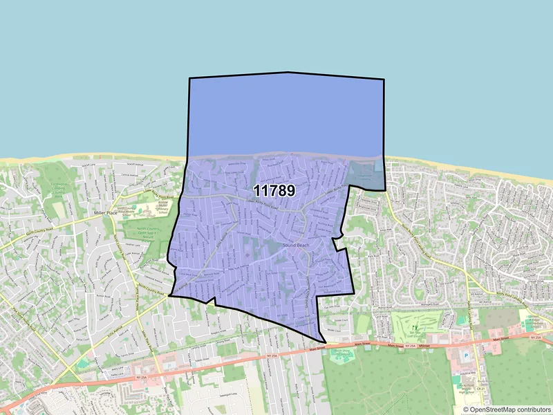 Map of Sound Beach, New York and ZIP codes