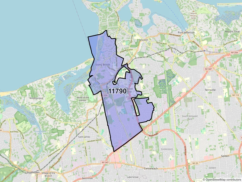 Map of ZIP Code 11790 — Stony Brook, NY