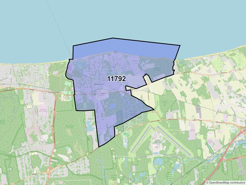 Map of ZIP Code 11792 — Wading River, NY