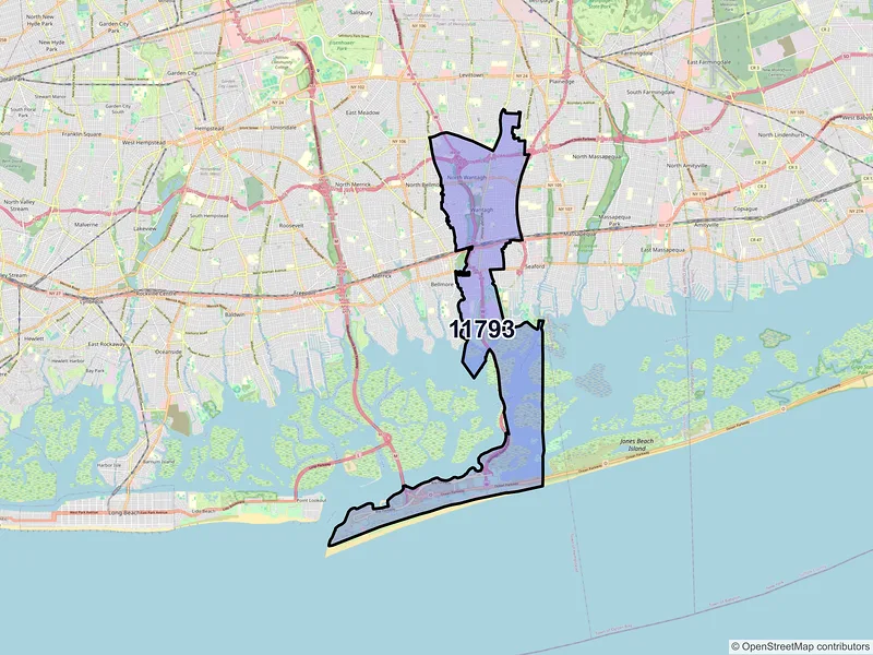 Map of Wantagh, New York and ZIP codes