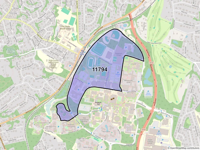 Map of ZIP Code 11794 — Stony Brook, NY
