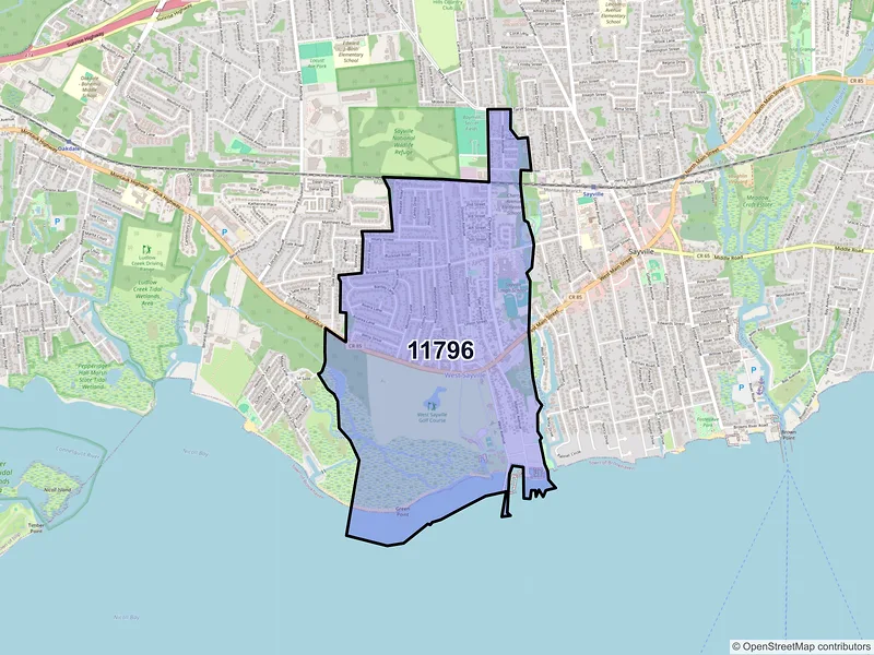 Map of ZIP Code 11796 — West Sayville, NY