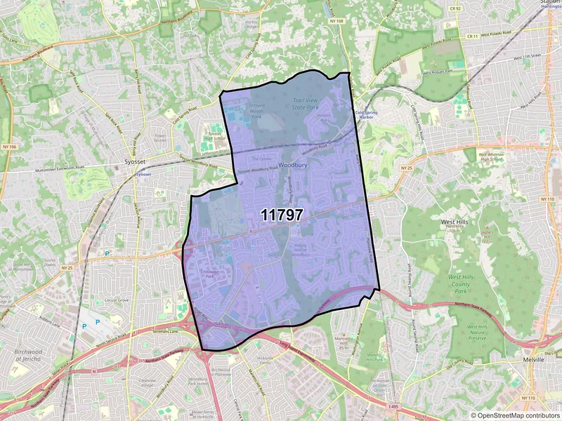 Map of ZIP Code 11797 — Woodbury, NY