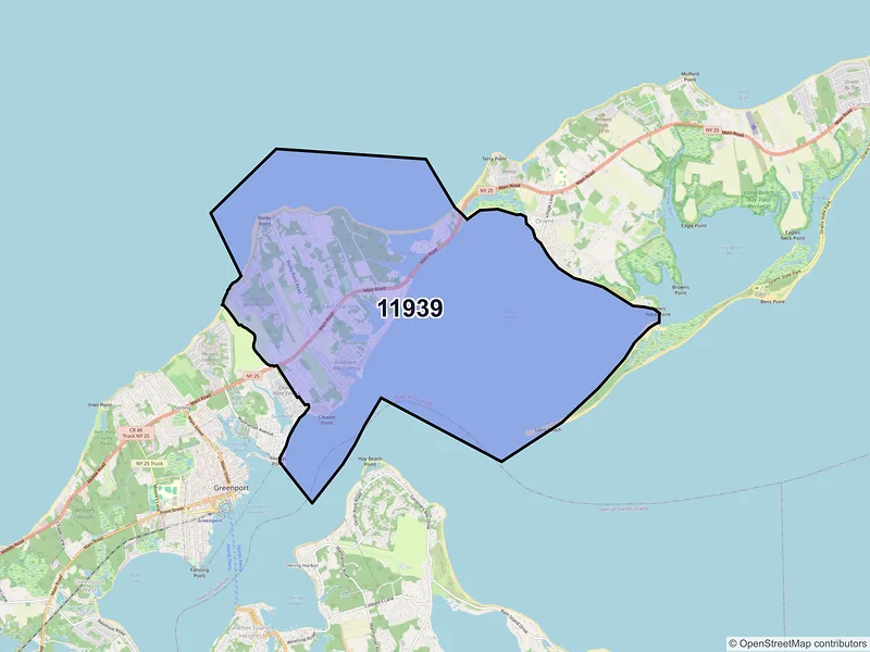 Map of ZIP Code 11939 — East Marion, NY