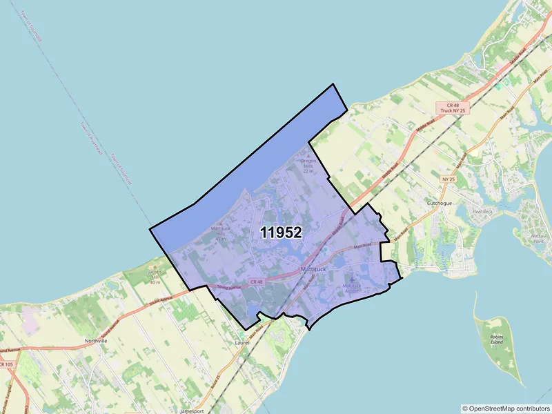 Map of Mattituck, New York and ZIP codes