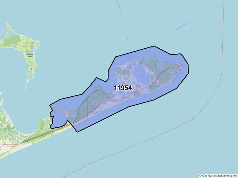 Map of Montauk, New York and ZIP codes