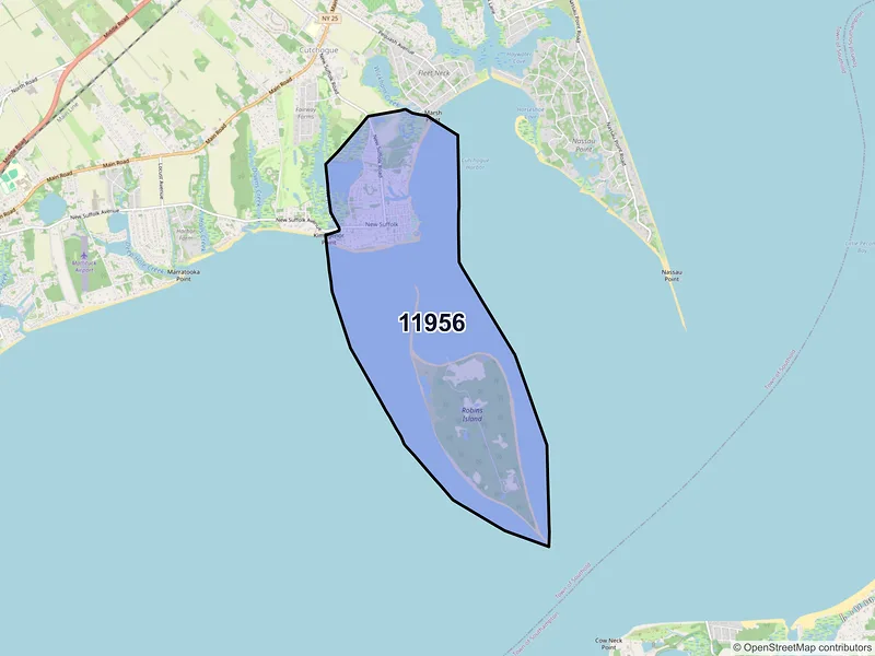 Map of New Suffolk, New York and ZIP codes