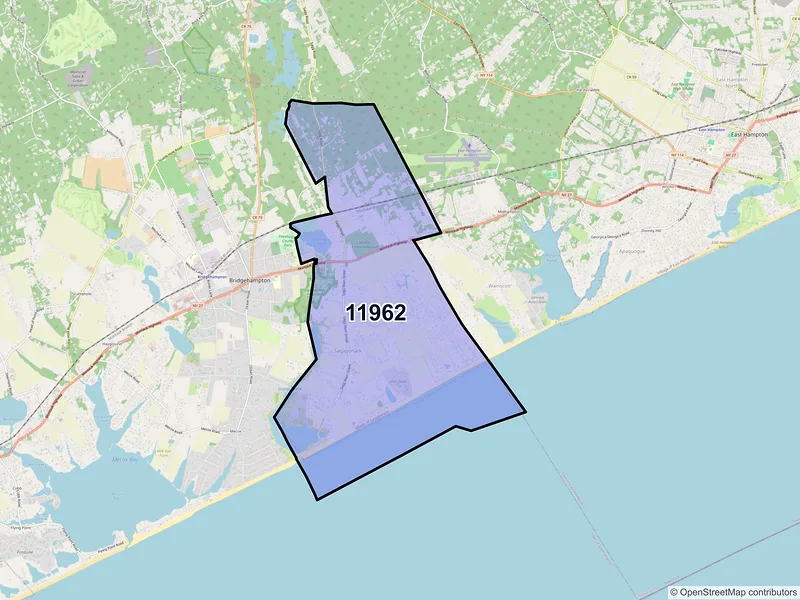 Map of Sagaponack, New York and ZIP codes