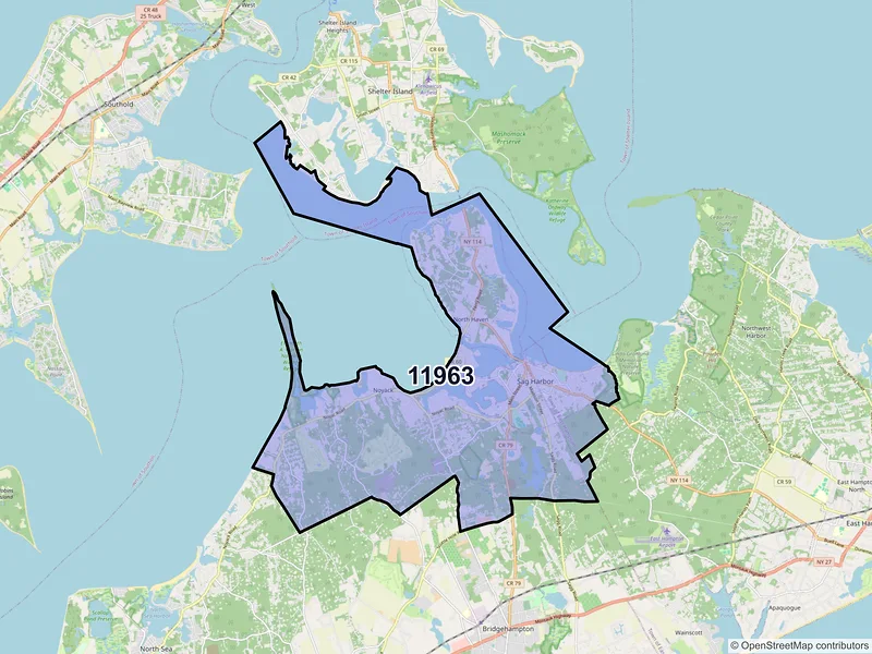 Map of ZIP Code 11963 — Sag Harbor, NY