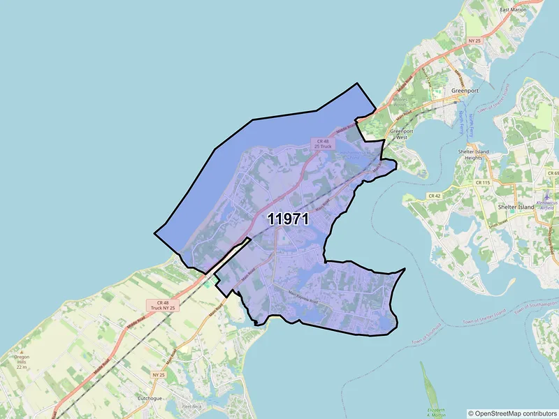 Map of ZIP Code 11971 — Southold, NY