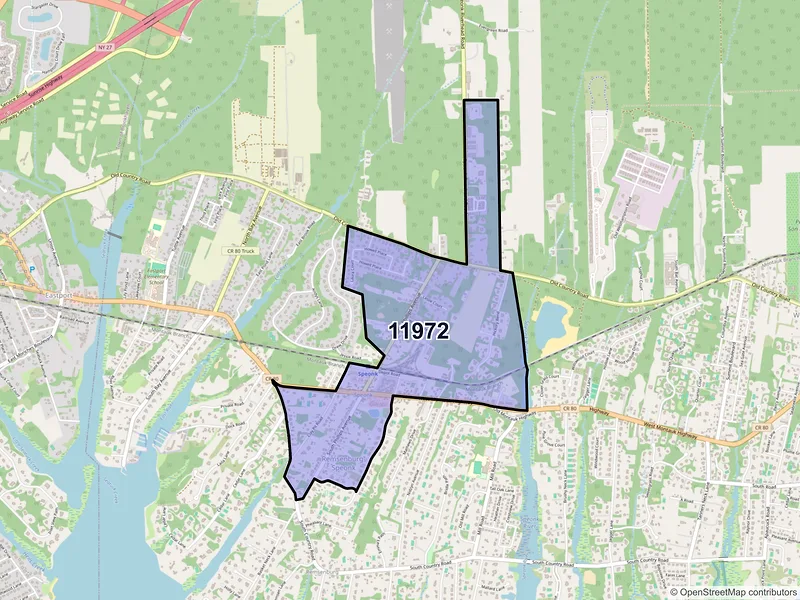 Map of Speonk, New York and ZIP codes