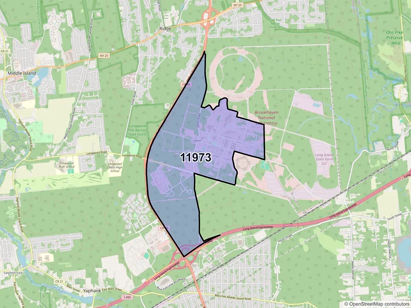 Map of Upton, New York and ZIP codes