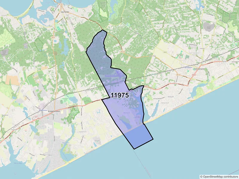 Map of Wainscott, New York and ZIP codes