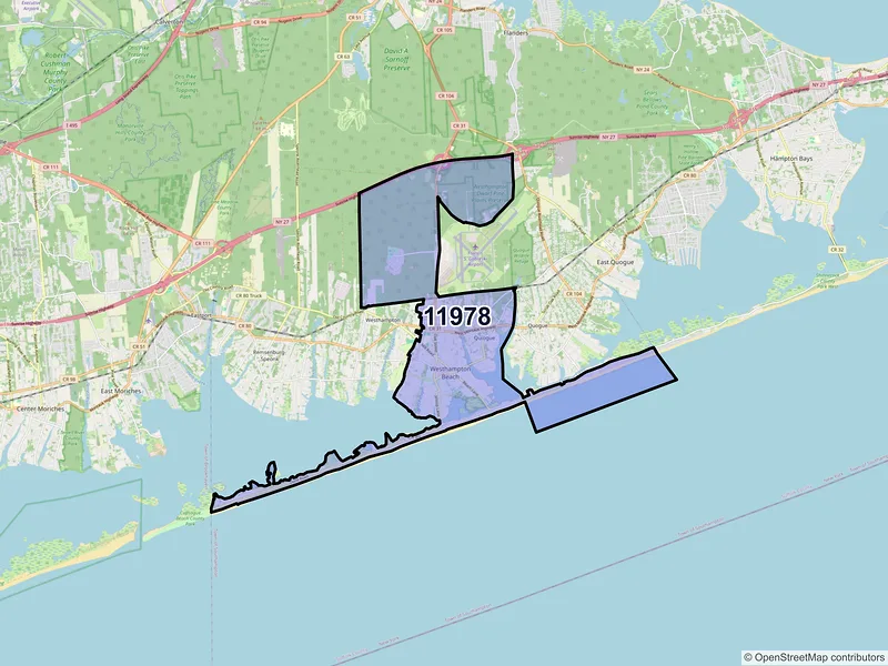 Map of ZIP Code 11978 — Westhampton Beach, NY