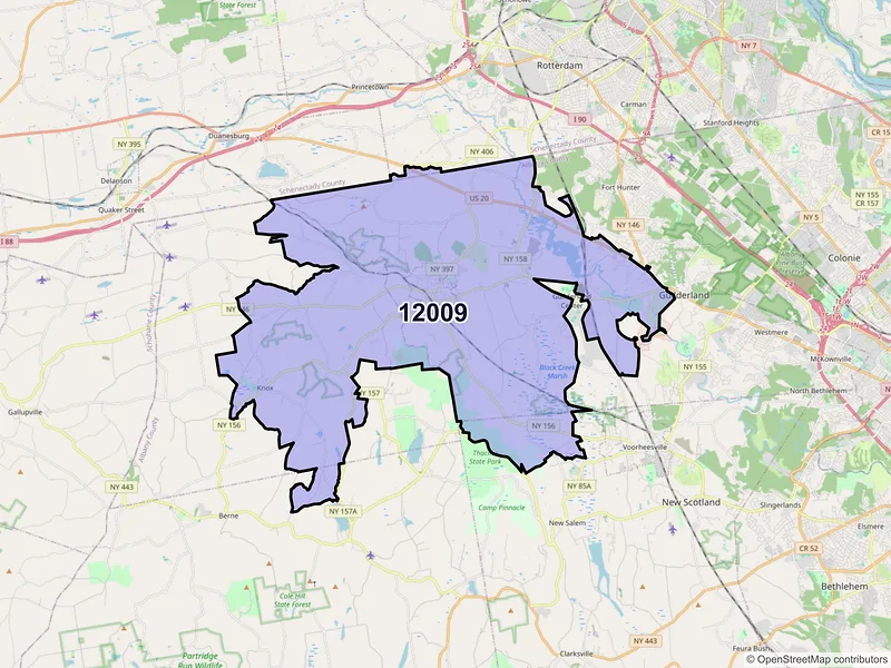 Map of ZIP Code 12009 — Altamont, NY